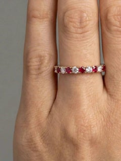 Ruby & Diamond Eternity 14K (18K Custom) Gold Band Ring