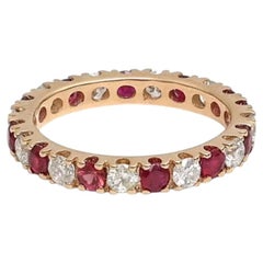 Ruby & Diamond Eternity 14K (18K Custom) Gold Band Ring