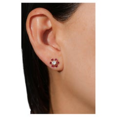 Pendientes Flor de Rubí y Diamante 0,50 cts.