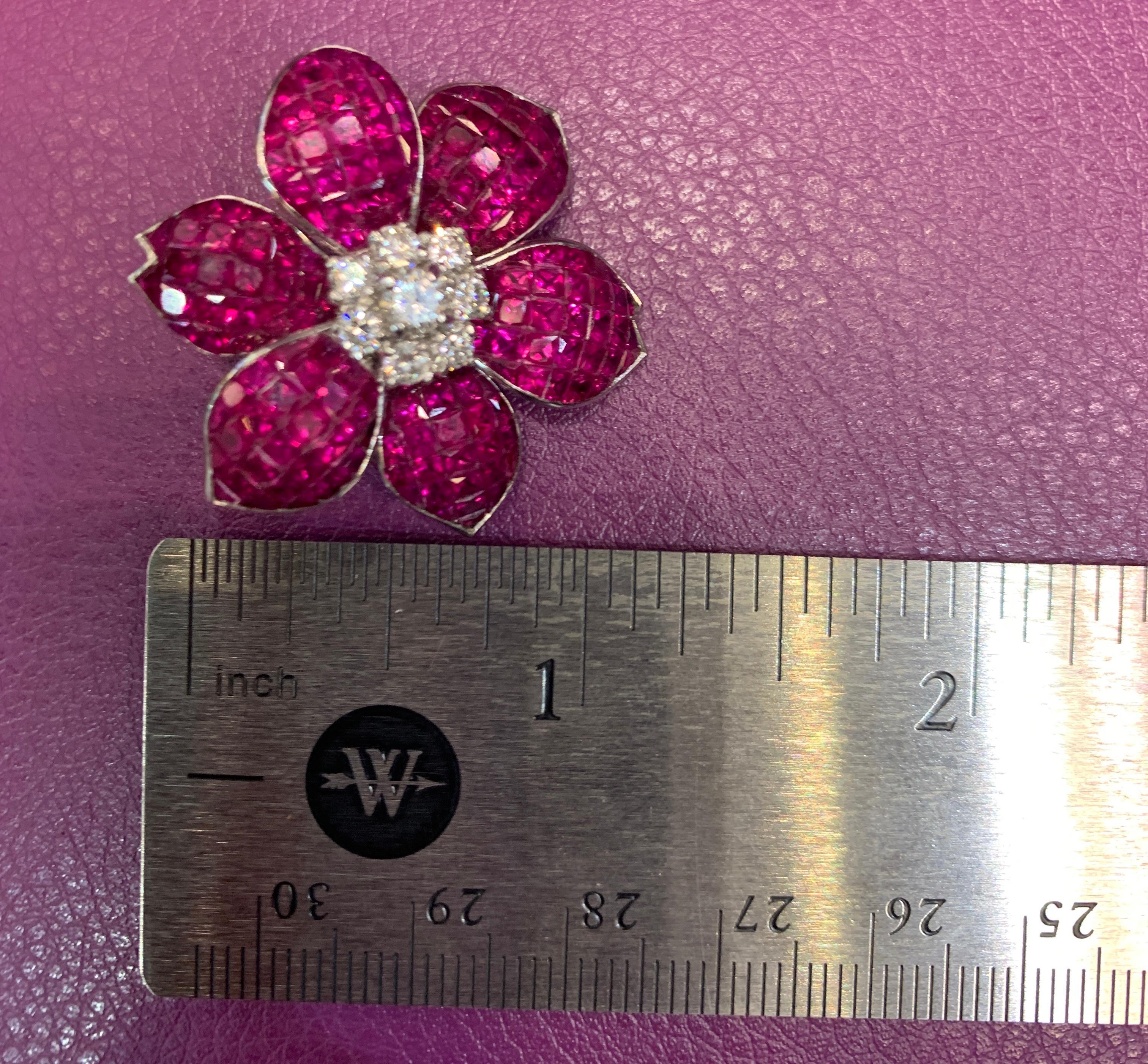 Women's Ruby and Diamond Flower Earrings