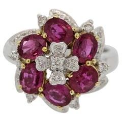 Ruby Diamond Flower Gold Ring Ruby Diamond Flower Gold Ring