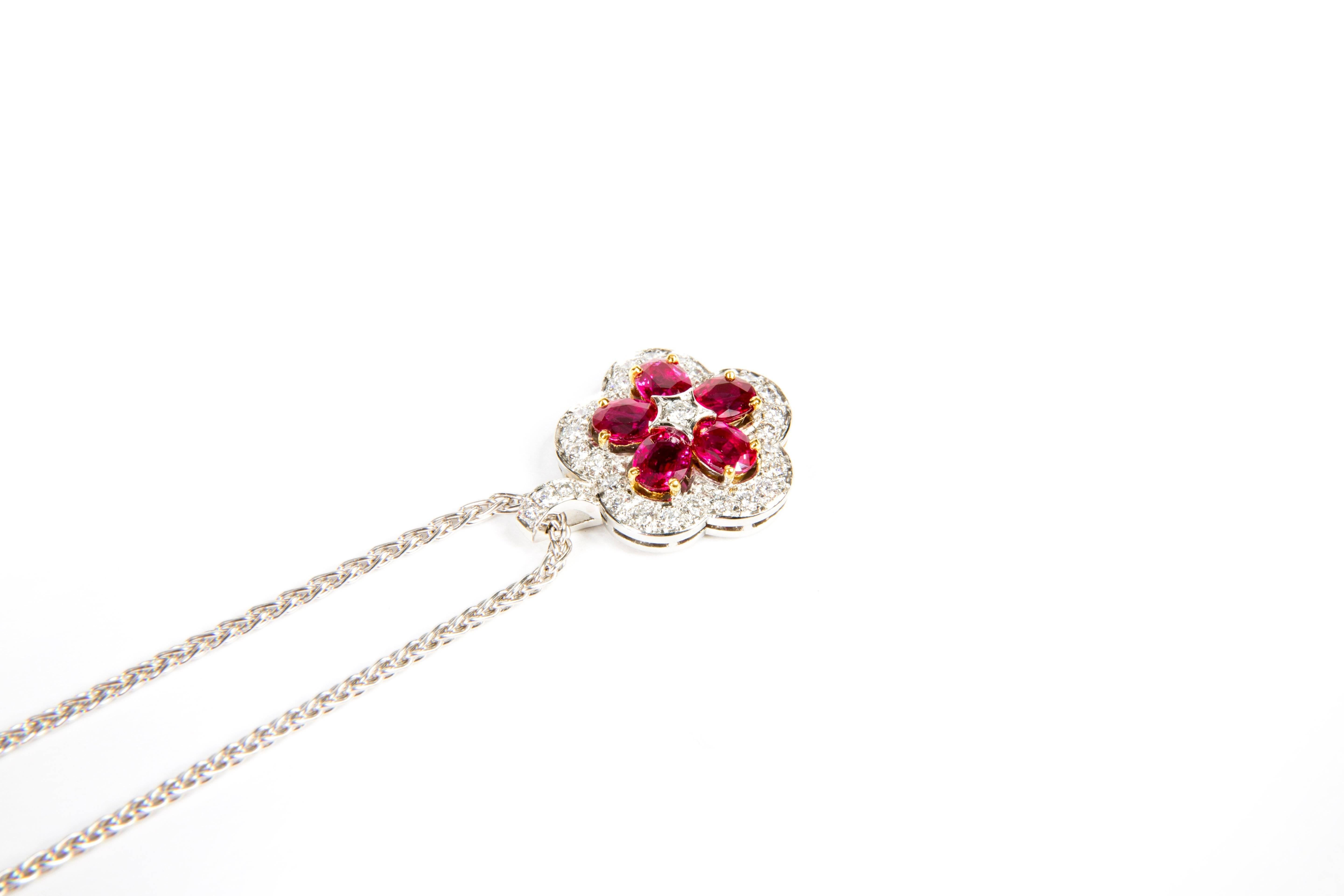 ruby flower pendant