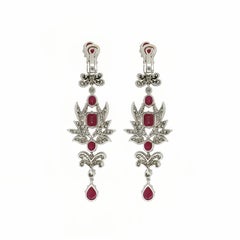 Ruby Diamond Foliate Drop Earrings