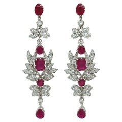 Ruby Diamond Foliate Drop Earrings