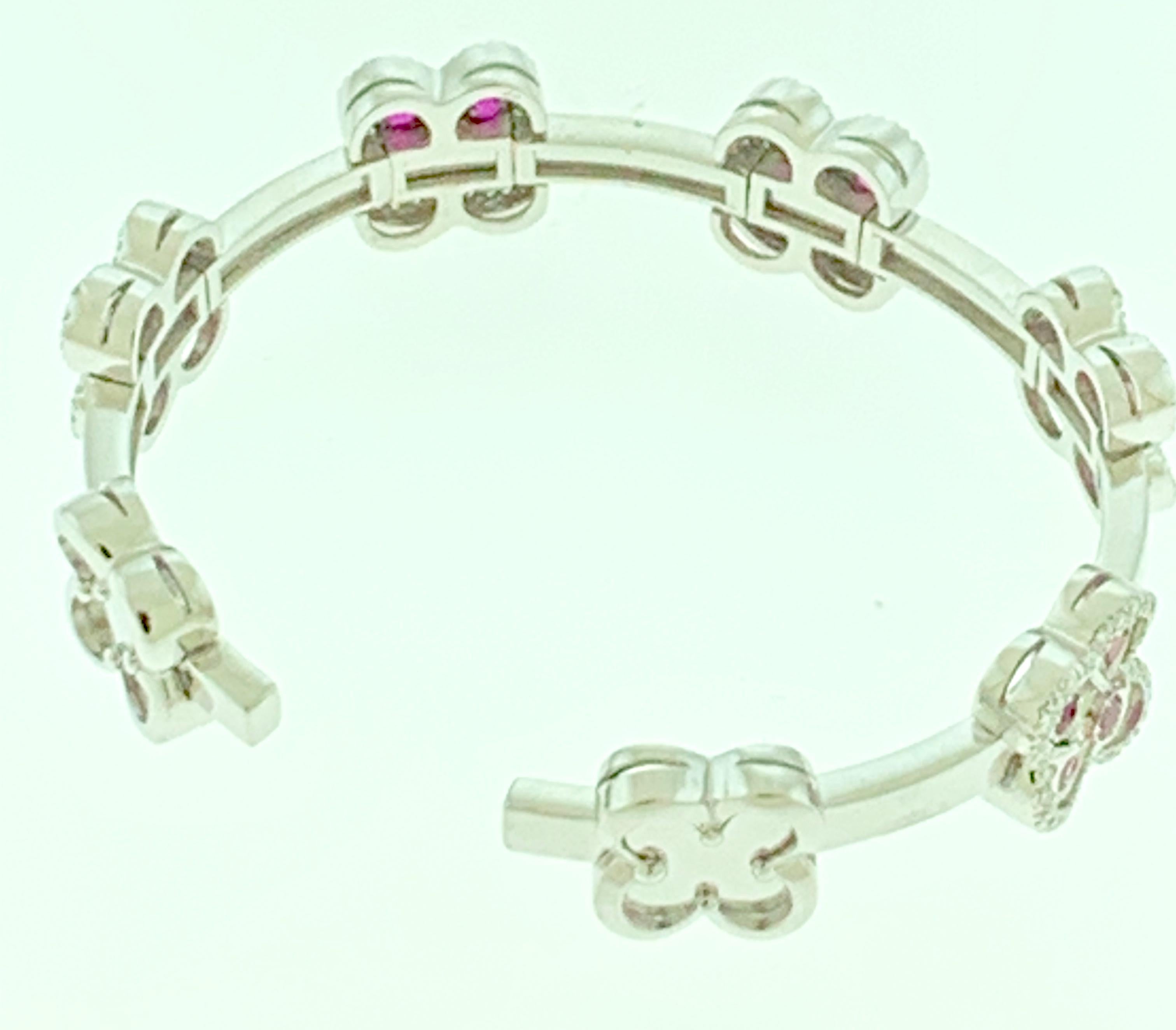Bracelet manchette en or blanc 18 carats avec rubis, diamants et 37 grammes en vente 2