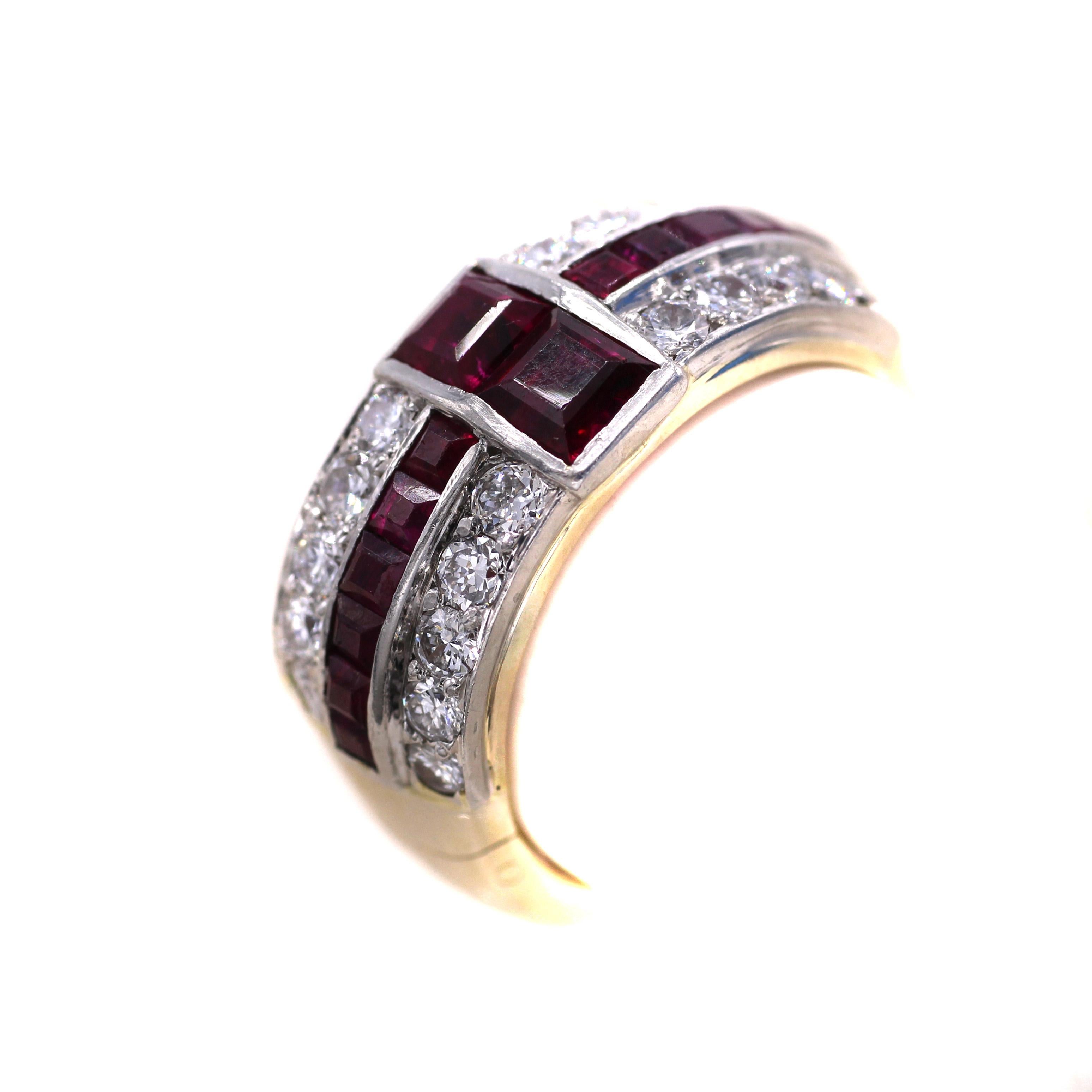Ruby Diamond Gold Band In Good Condition For Sale In New York, NY