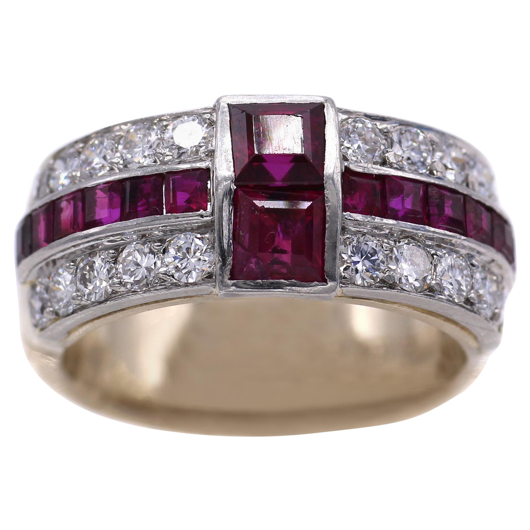 Ruby Diamond Gold Band