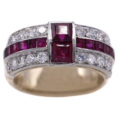 Retro Ruby Diamond Gold Band