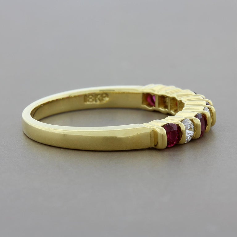 Gemlok Ruby Diamond Gold Band Ring For Sale at 1stDibs
