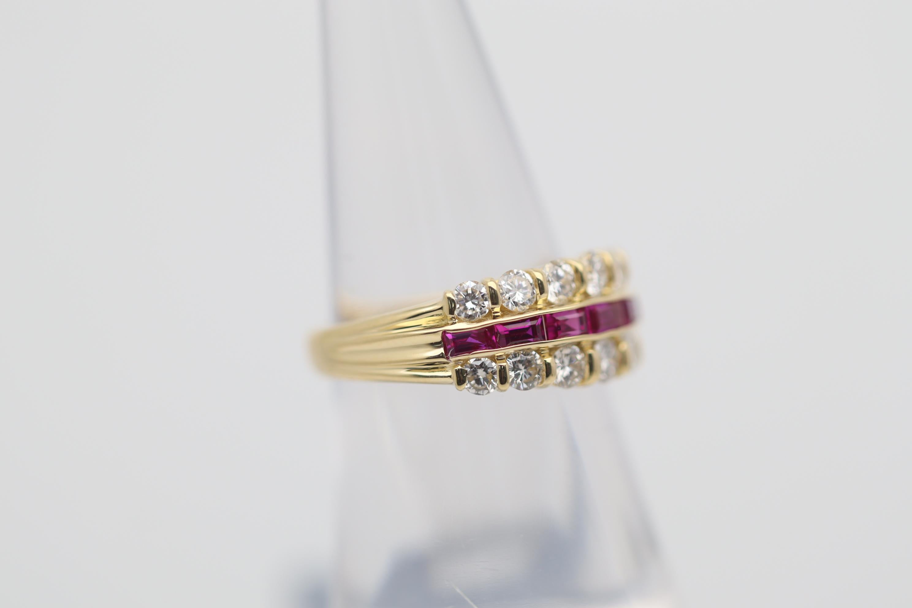 Ruby Diamond Gold Band Ring In New Condition In Beverly Hills, CA