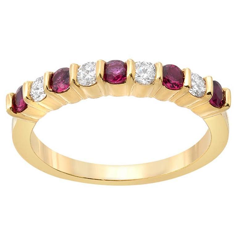 Ruby Diamond Gold Band Ring For Sale at 1stdibs