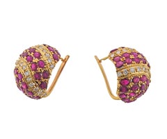 Ruby Diamond Gold Bombe Large Earrings