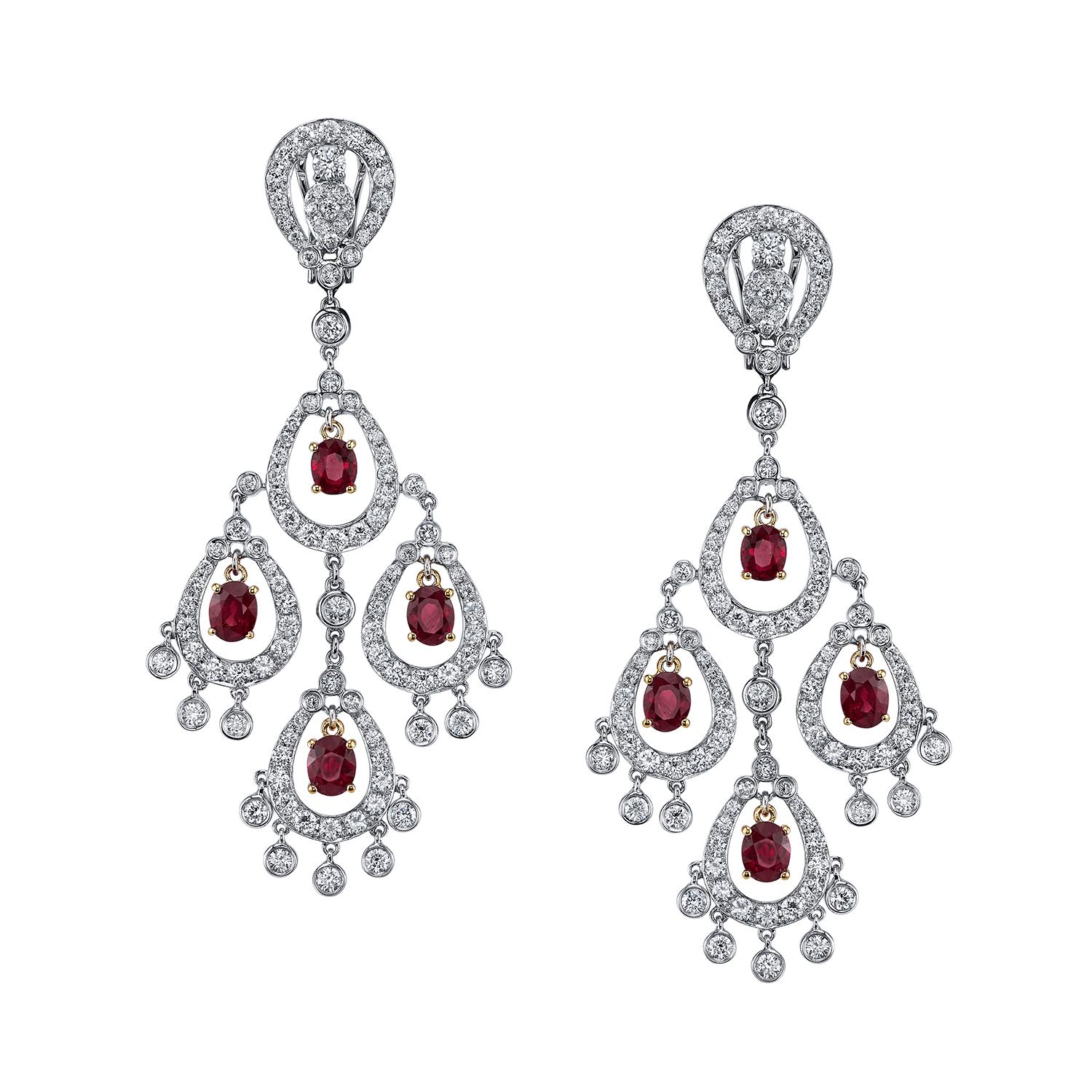 red and gold chandelier earrings