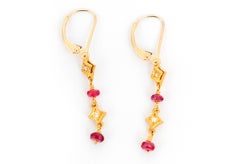 Ruby Diamond Gold Dangle Earrings