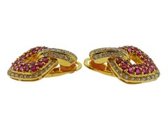 Ruby Diamond Gold Earrings