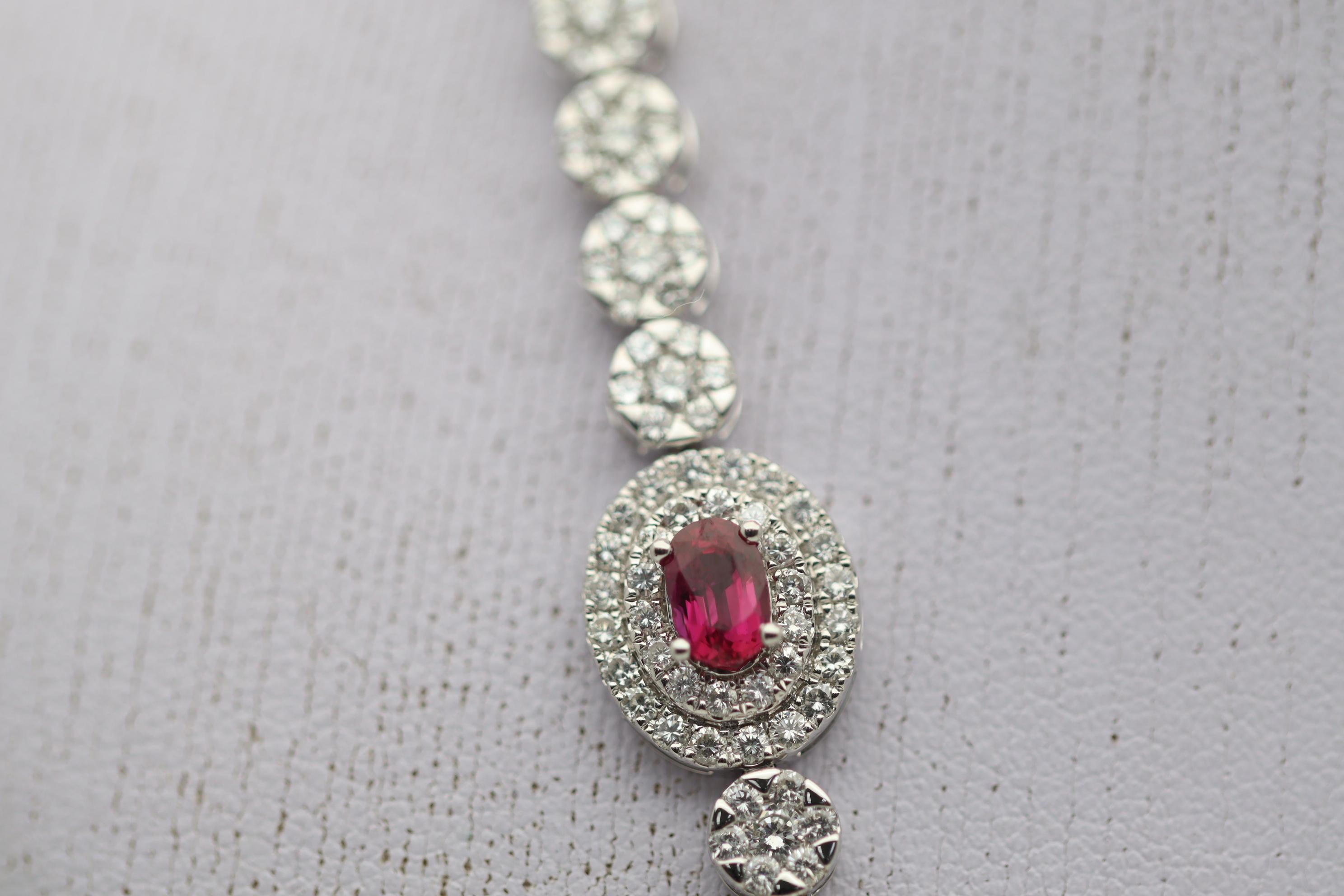 Ruby Diamond Gold Evening Dress Necklace In New Condition For Sale In Beverly Hills, CA