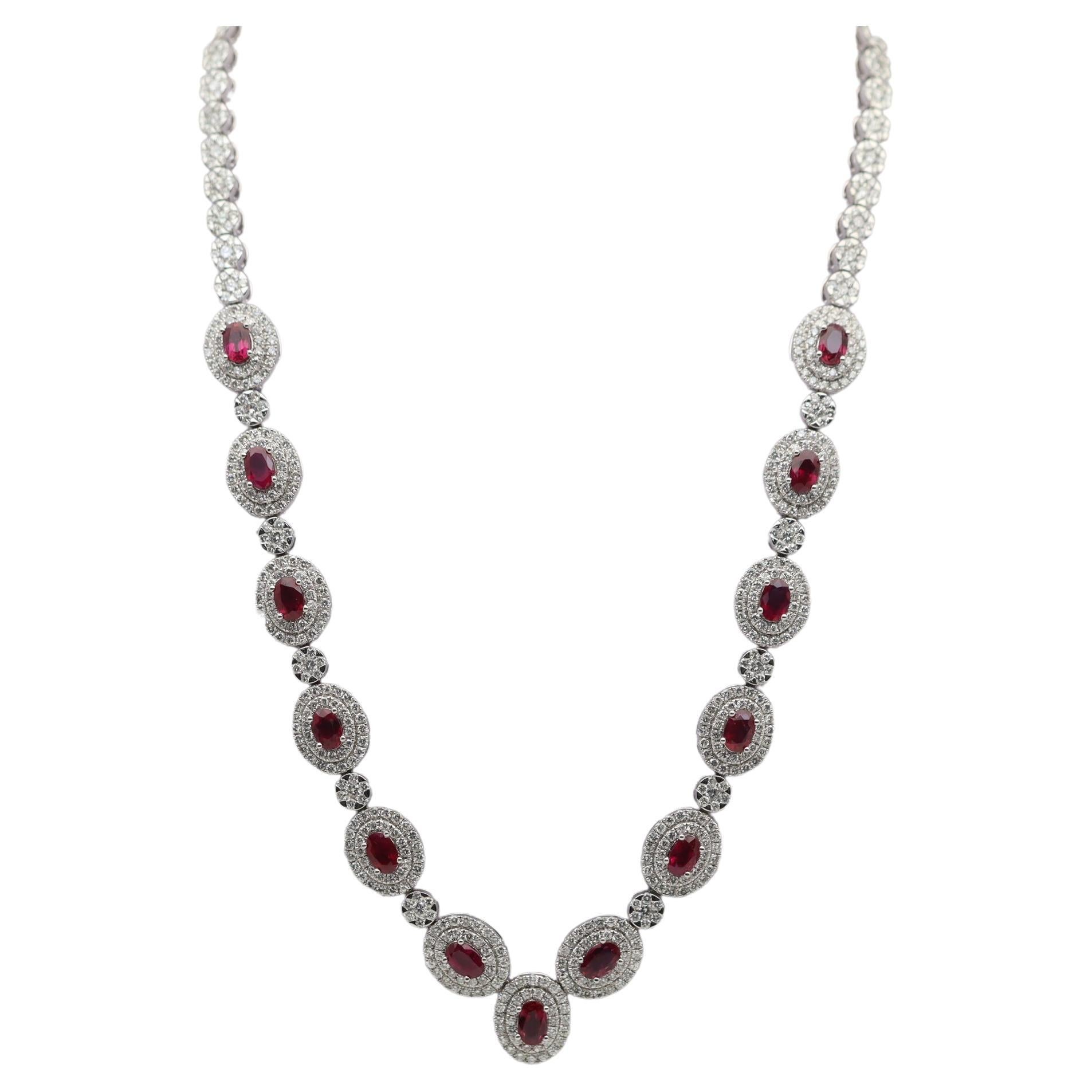 Ruby Diamond Gold Evening Dress Necklace For Sale