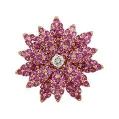Ruby Diamond Gold Flower Ring Ruby Diamond Gold Flower Ring