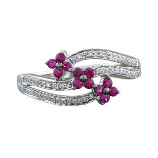 Diamond Ruby Chain Ring For Sale at 1stDibs