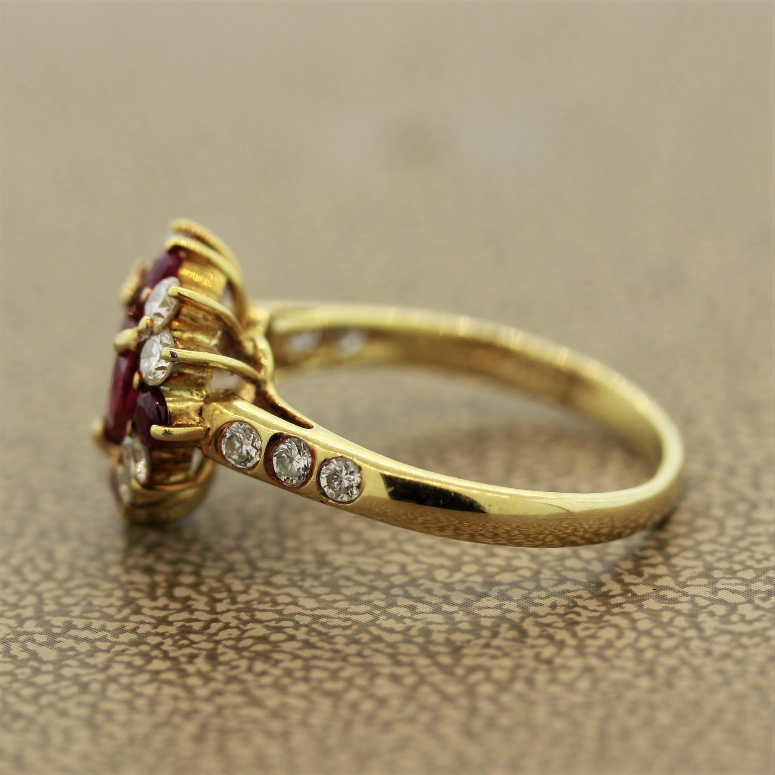 Ruby Diamond Gold Heart Ring In New Condition In Beverly Hills, CA