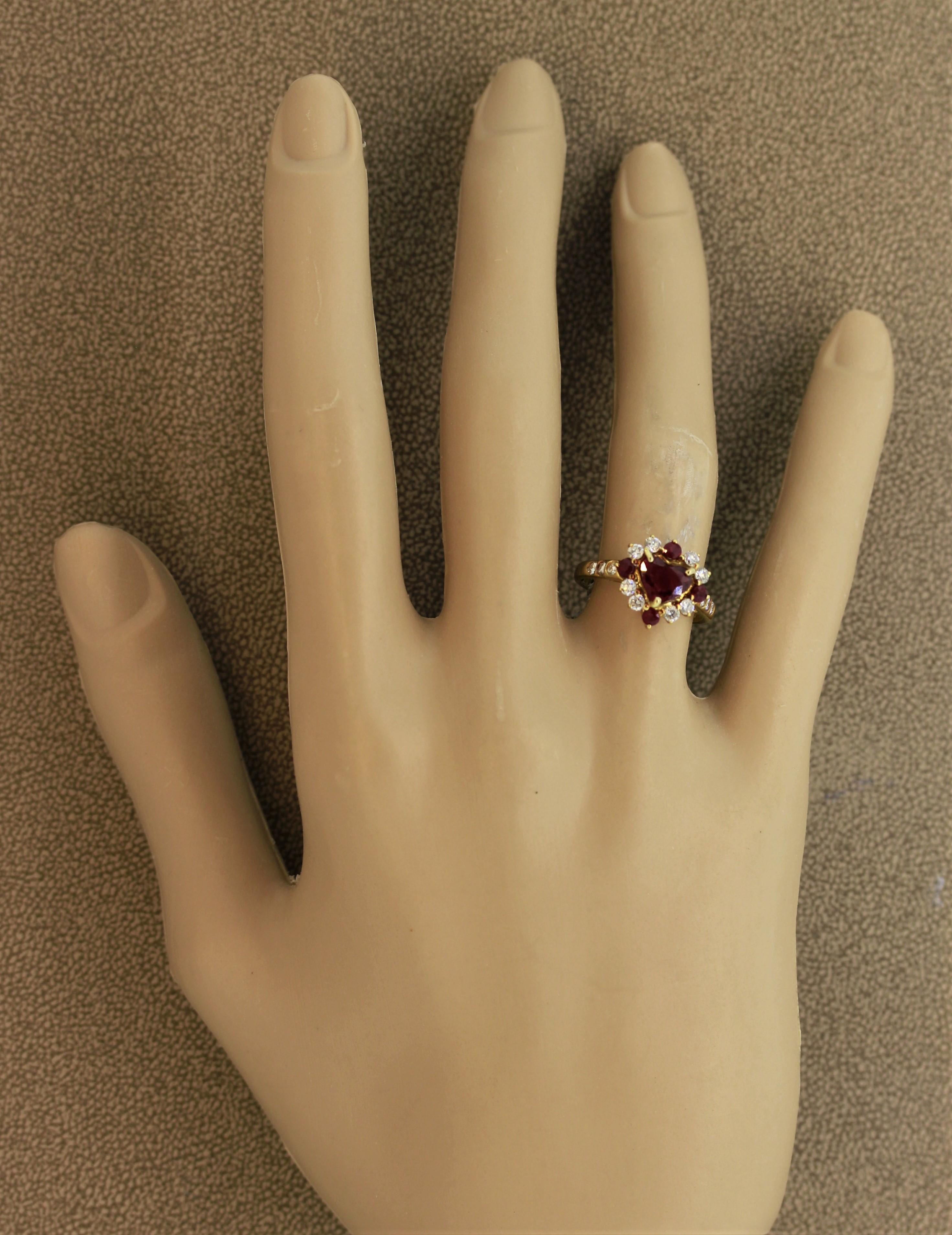 Ruby Diamond Gold Heart Ring 3