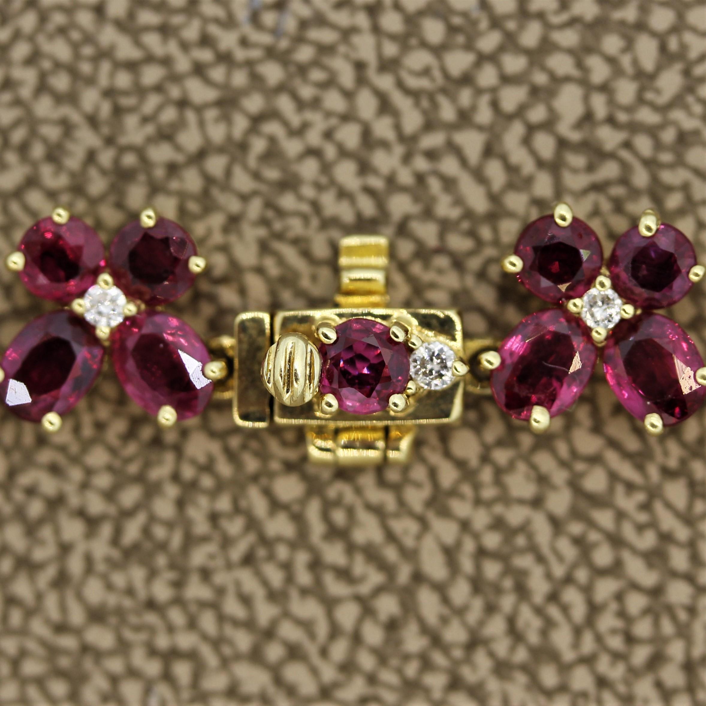 Ruby Diamond Gold Long Necklace In New Condition For Sale In Beverly Hills, CA