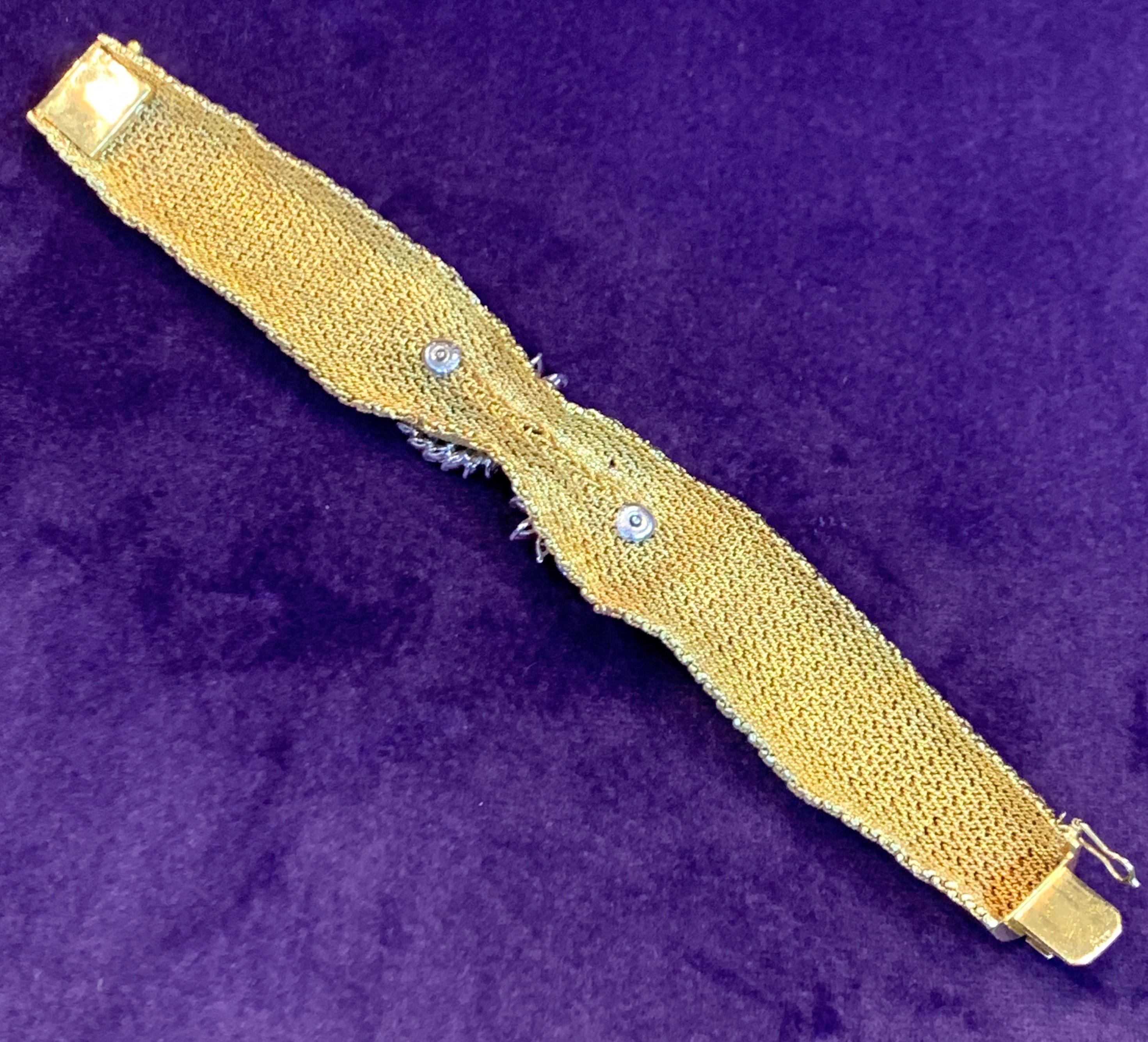 Rubin- und Diamant-Gold-Netz-Armband Damen im Angebot