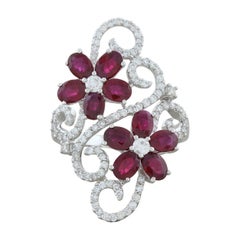 Ruby Diamond Gold Navette Ring