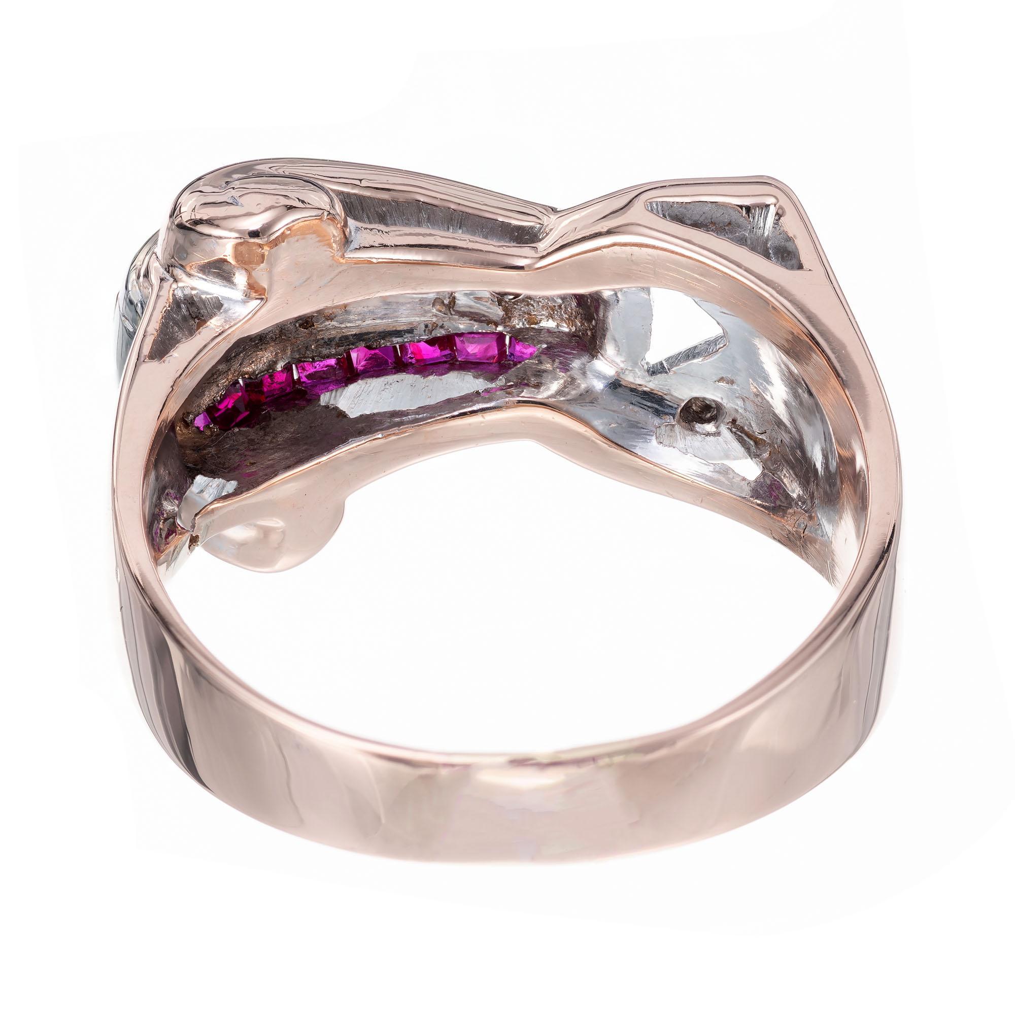 Women's Ruby Diamond Gold Palladium Ring For Sale