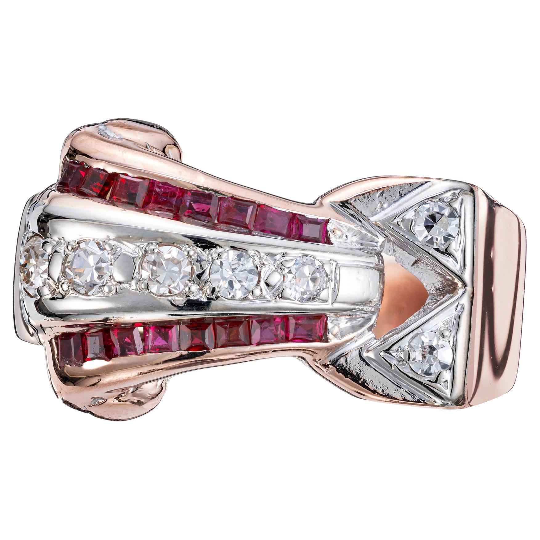 Ruby Diamond Gold Palladium Ring