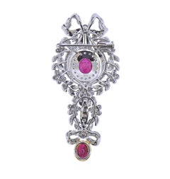 Broche pendentif or rubis diamant