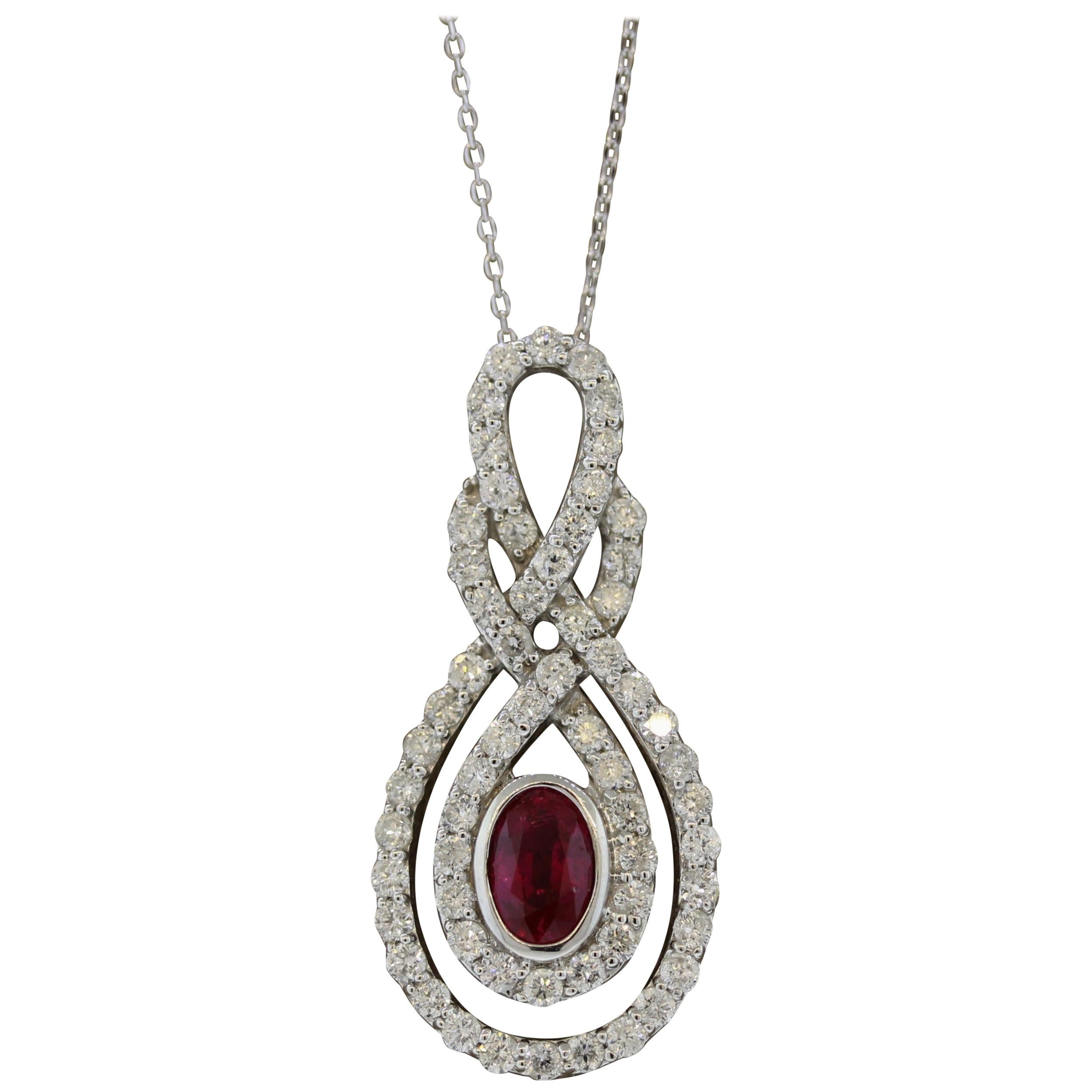 Diamond Ruby Pendant For Sale at 1stDibs