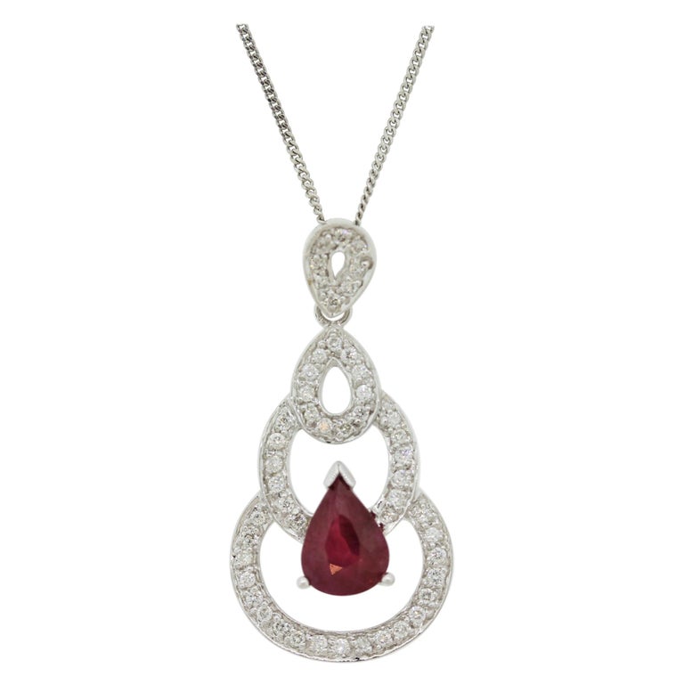 Ruby Diamond Gold Pendant For Sale at 1stDibs