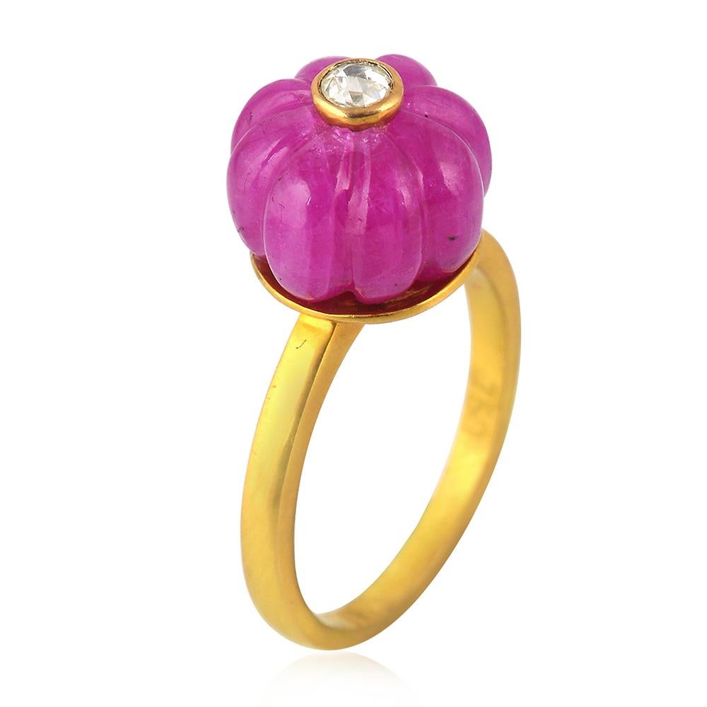 Ruby Diamond Gold Ring In New Condition In New York, NY