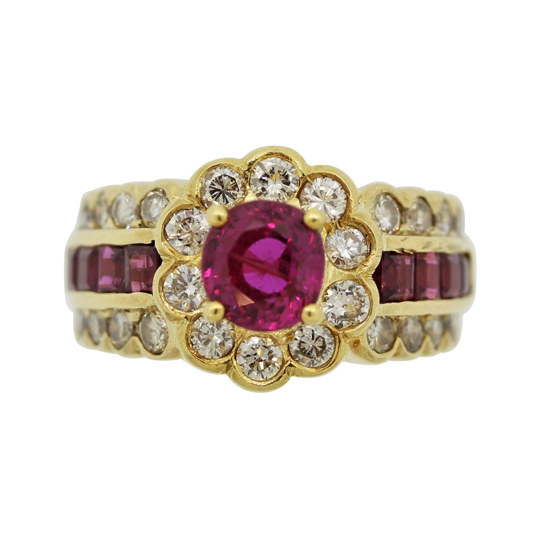 Ruby Diamond Gold Ring For Sale