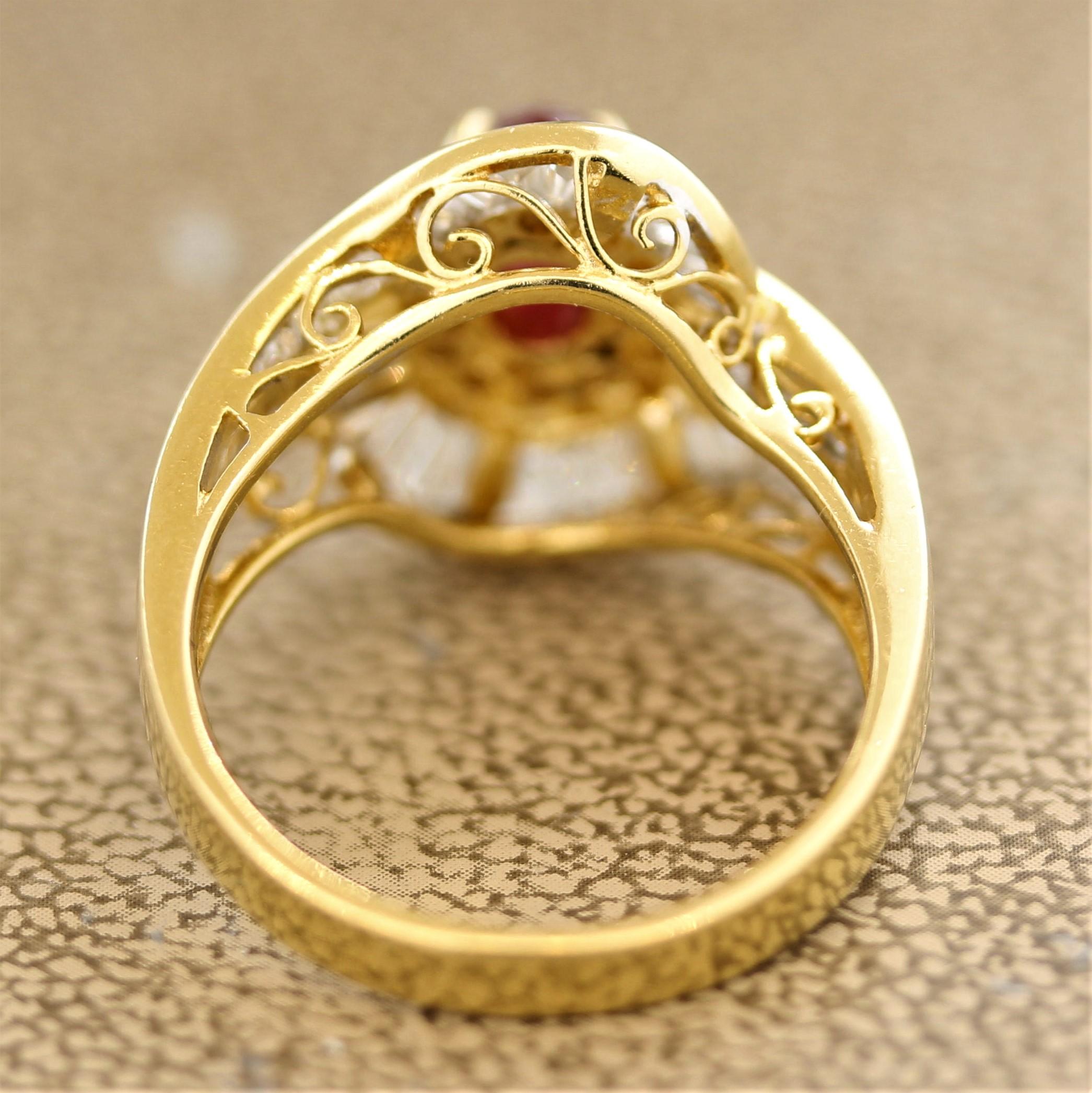 Anillo espiral de oro con rubí y diamante en Nuevo estado para la venta en Beverly Hills, CA