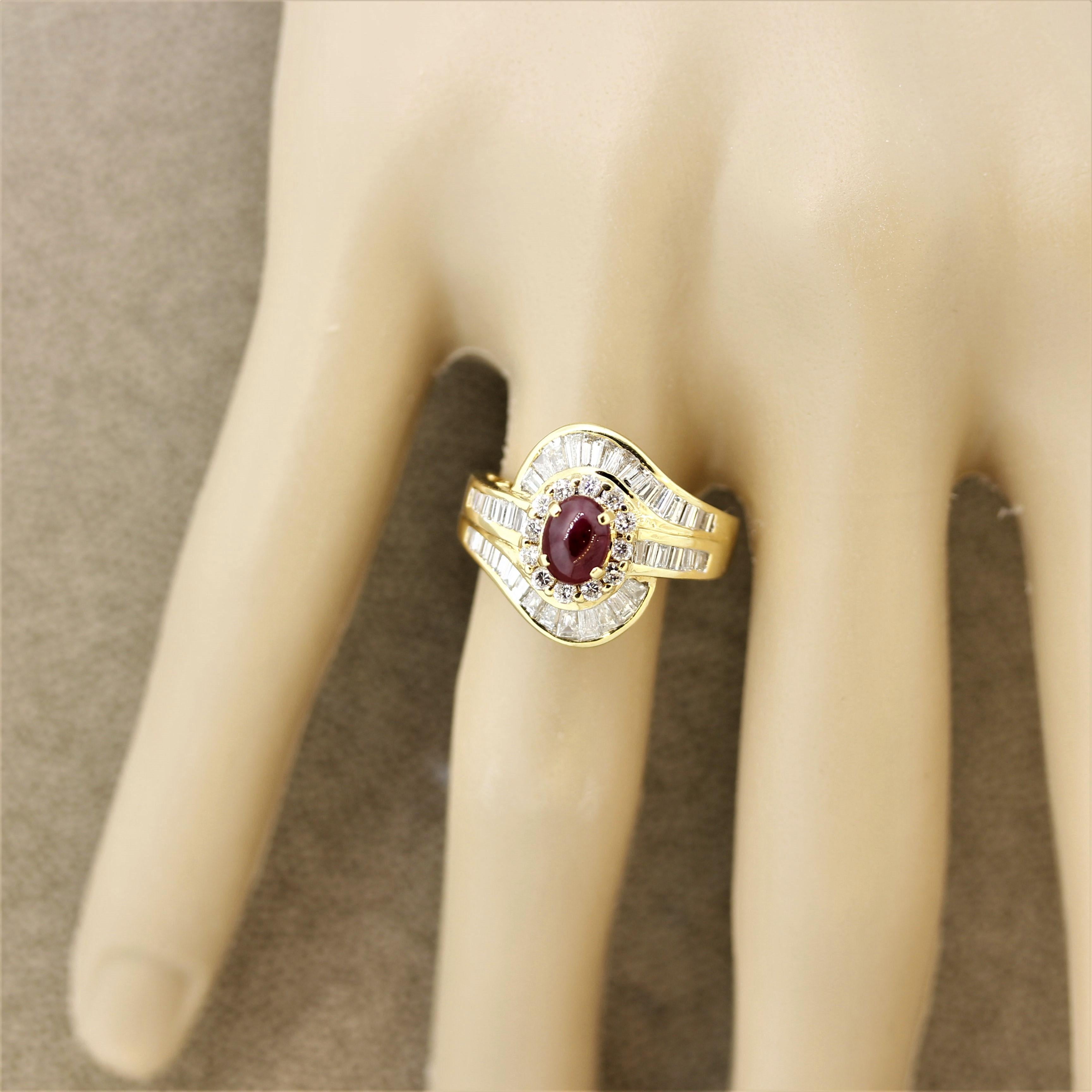 Ruby Diamond Gold Spiral Ring In New Condition For Sale In Beverly Hills, CA