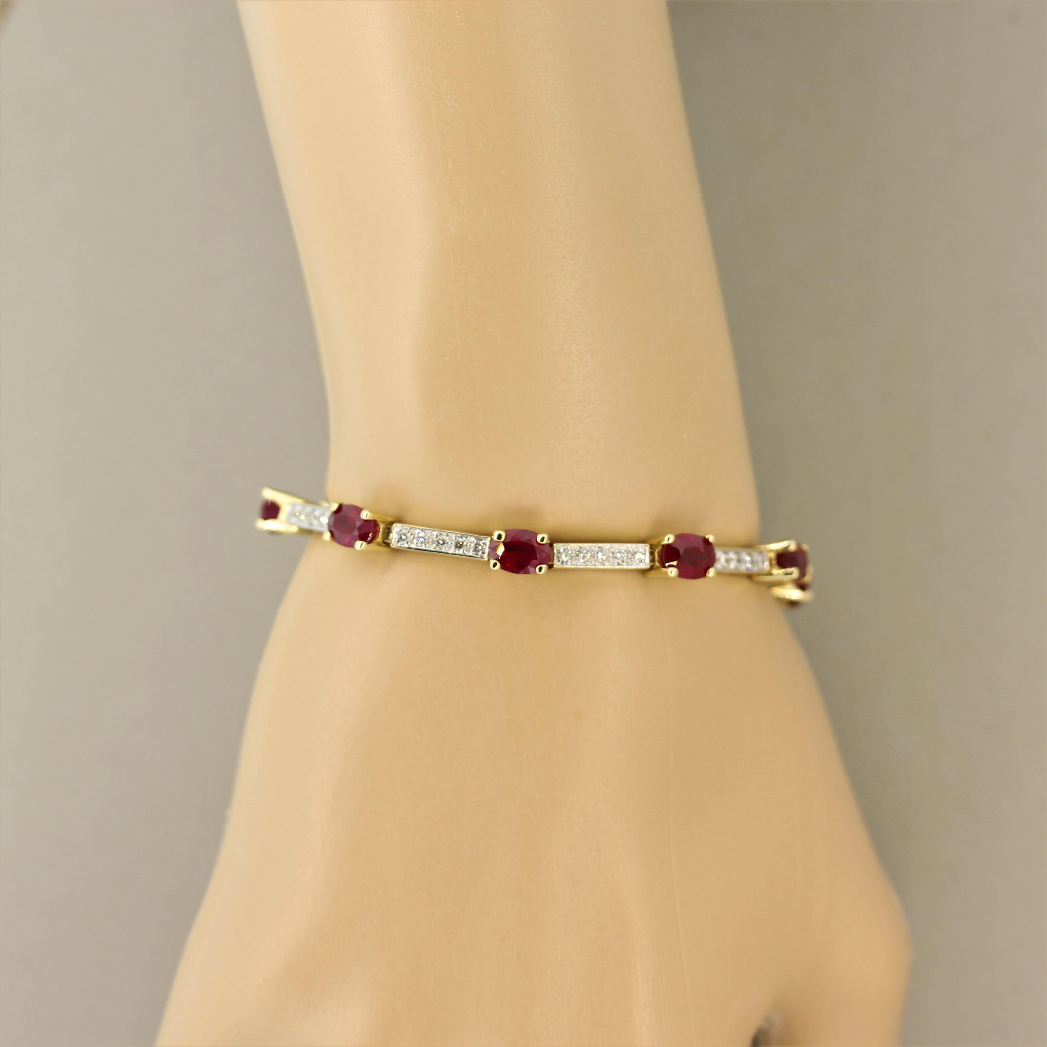 Tennisarmband aus Gold mit Rubinen und Diamanten 1