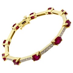 Ruby Diamond Gold Tennis Bracelet
