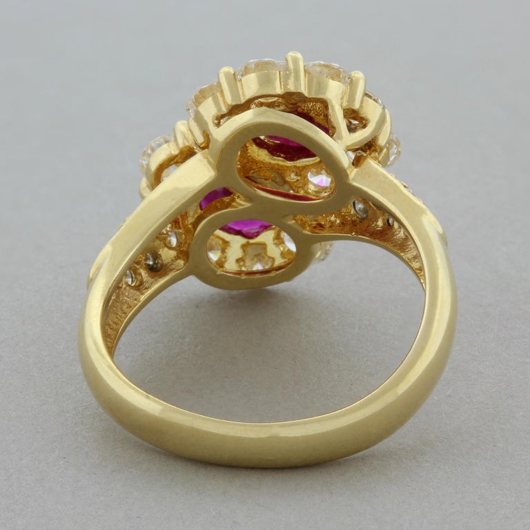 Ruby Diamond Gold Twin Ring For Sale at 1stDibs