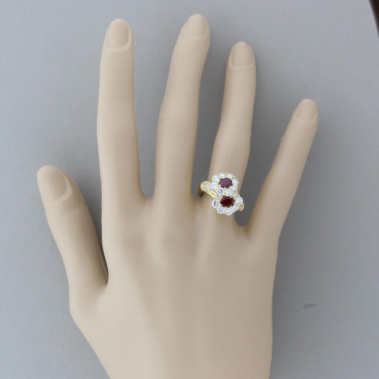 Ruby Diamond Gold Twin Ring For Sale at 1stDibs