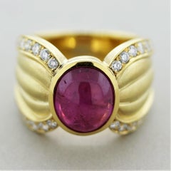 Ruby Diamond Gold Wide-Band Ring