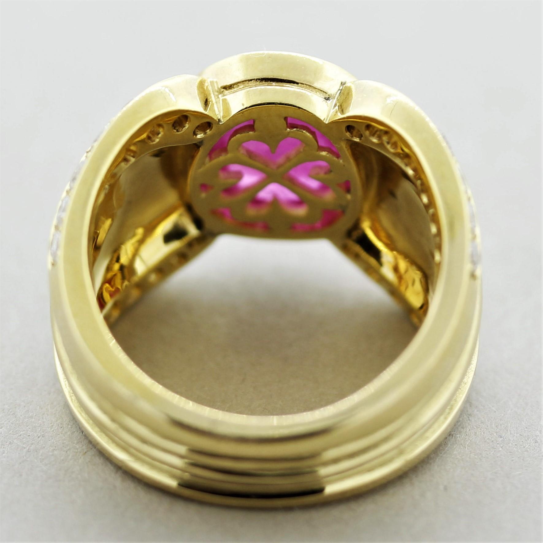 Women's Ruby Diamond Gold Wide-Band Ring