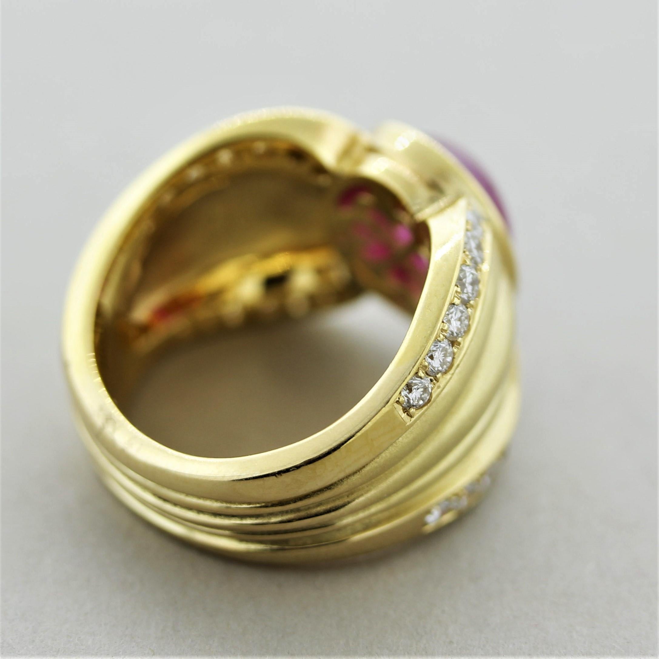 Ruby Diamond Gold Wide-Band Ring 1