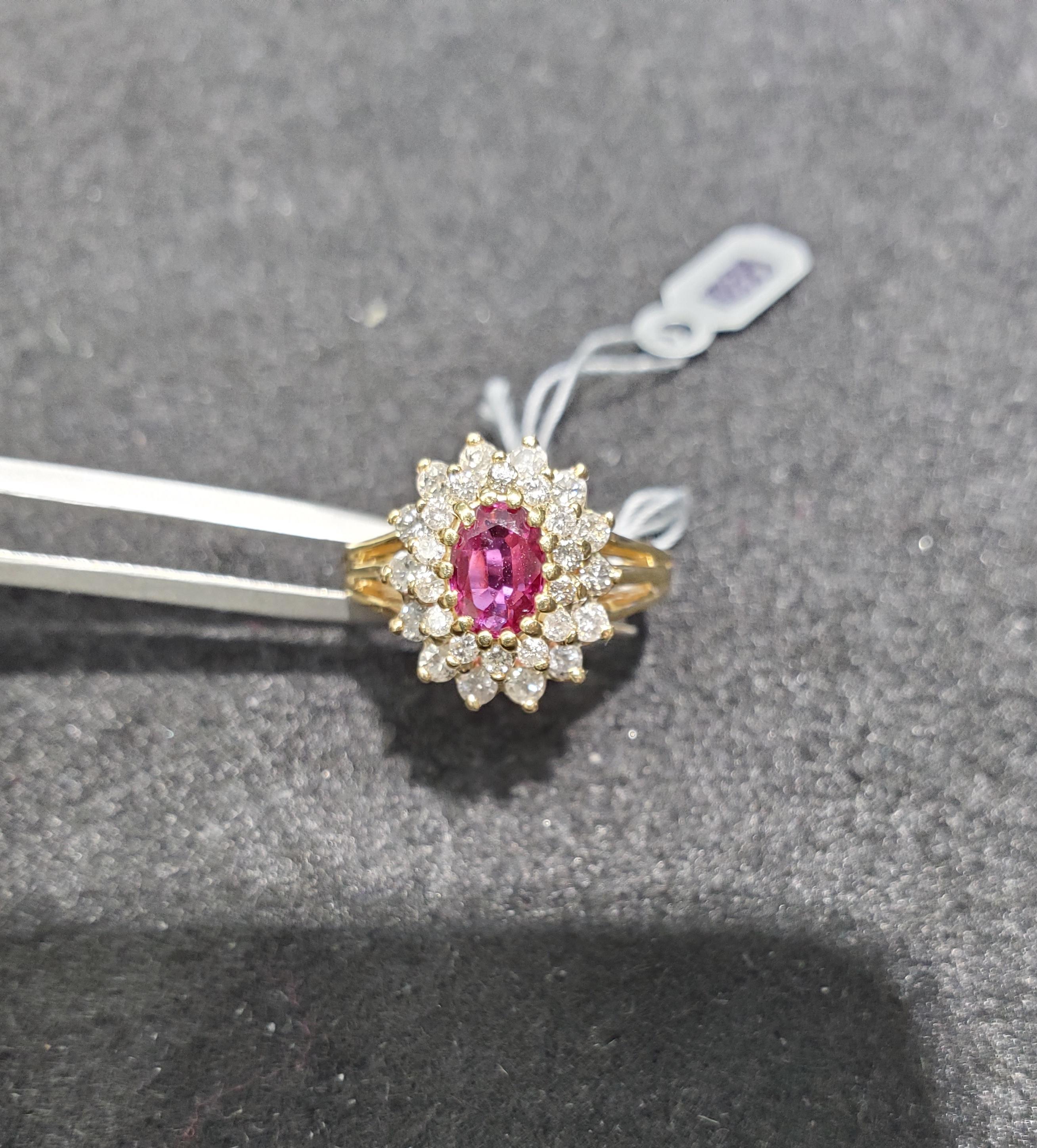 Ruby Diamond Halo Engagement Ring 1.25cttw 14k Yellow Gold In condizioni Nuovo in vendita a Sugar Land, TX