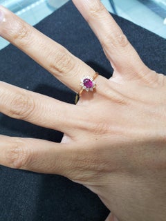 Ruby Diamond Halo Engagement Ring