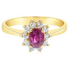 Ruby Diamond Halo Engagement Ring
