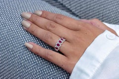 Ruby Diamond Halo Gold Five-Stone Ring