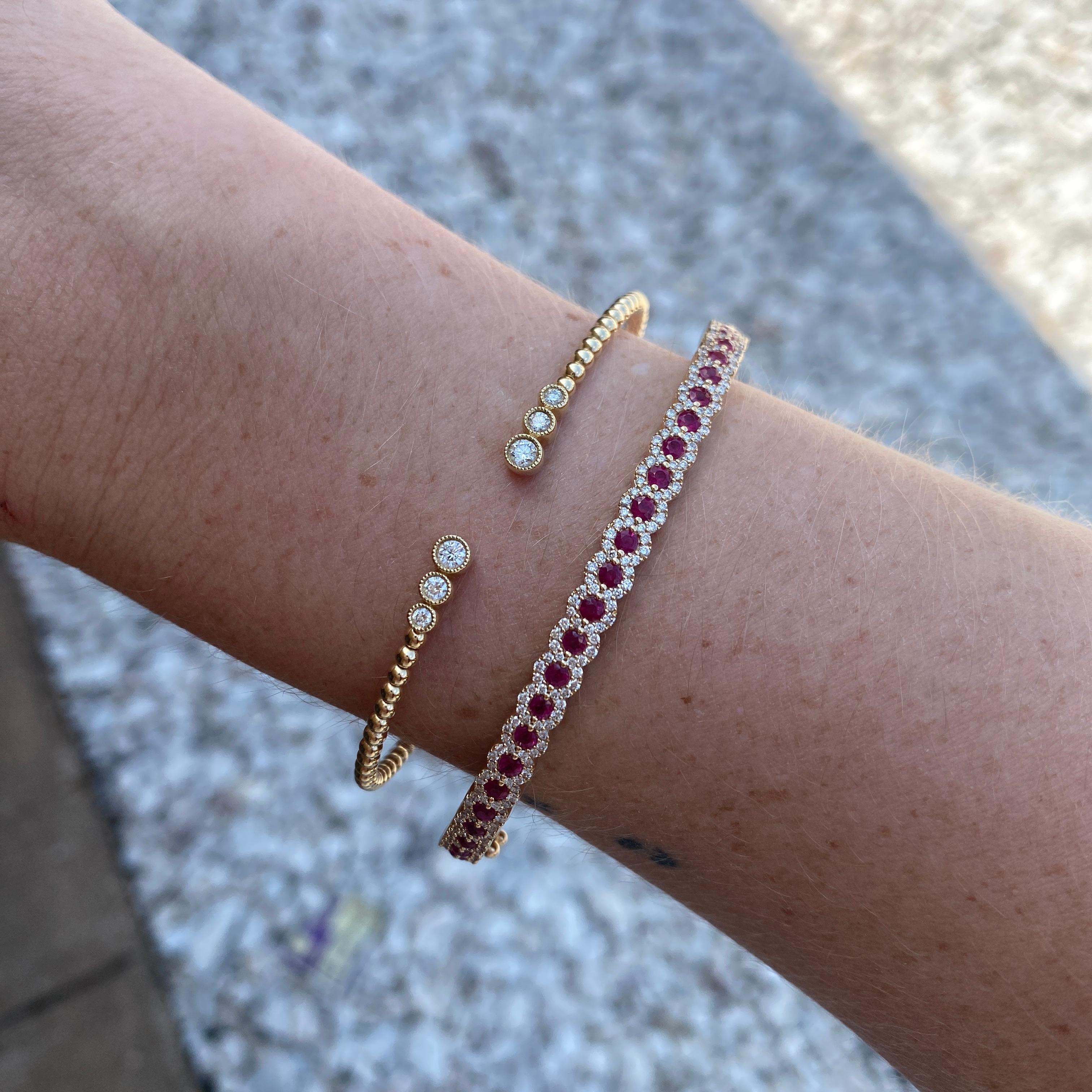 Add the perfect pop of color to your outfits with this easy to wear bracelet... wear this alone as a statement piece, or stack it with your favorite bangles for a custom stack look! This bracelet has a safety clasp to add extra security while you