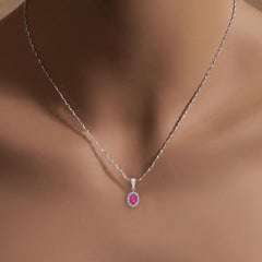 Colgante Halo Diamante Rubí 1.12cttw Oro Blanco 14k